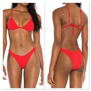 VITAMIN A Limited Edition Midori Bikini Bottom Bright Red EcoRib Size 6 S NWT